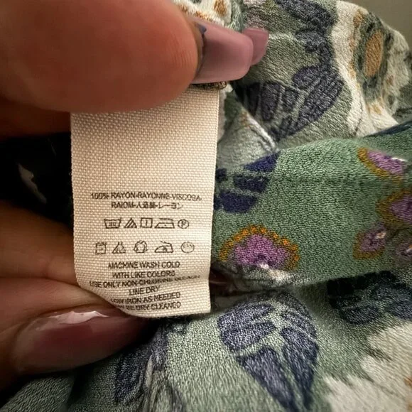 Free People Magic Mystery Tunic Floral Bell Sleeve V-Neck Dress Size L - Picture 8 of 8